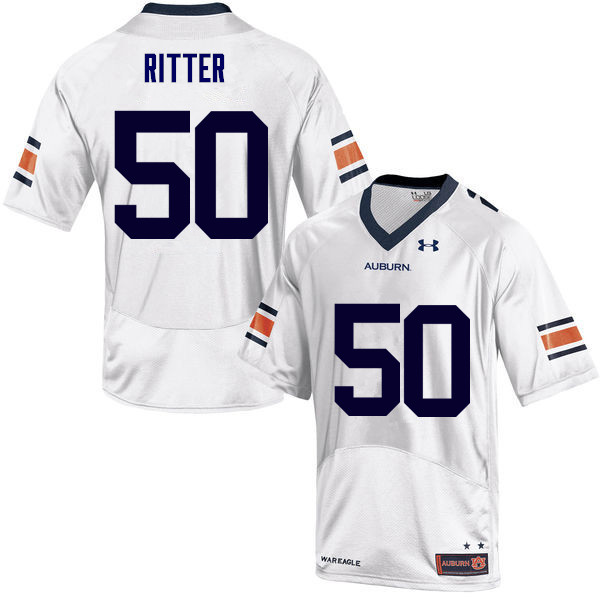 Auburn Tigers Men's Chase Ritter #50 White Under Armour Stitched College NCAA Authentic Football Jersey CCB0574HI